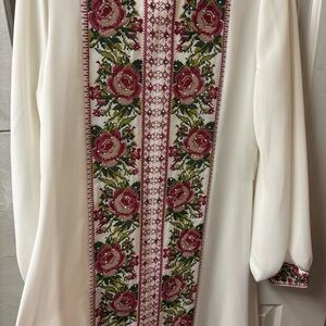 Embroidered Tatreez Thobe Floral White Dress